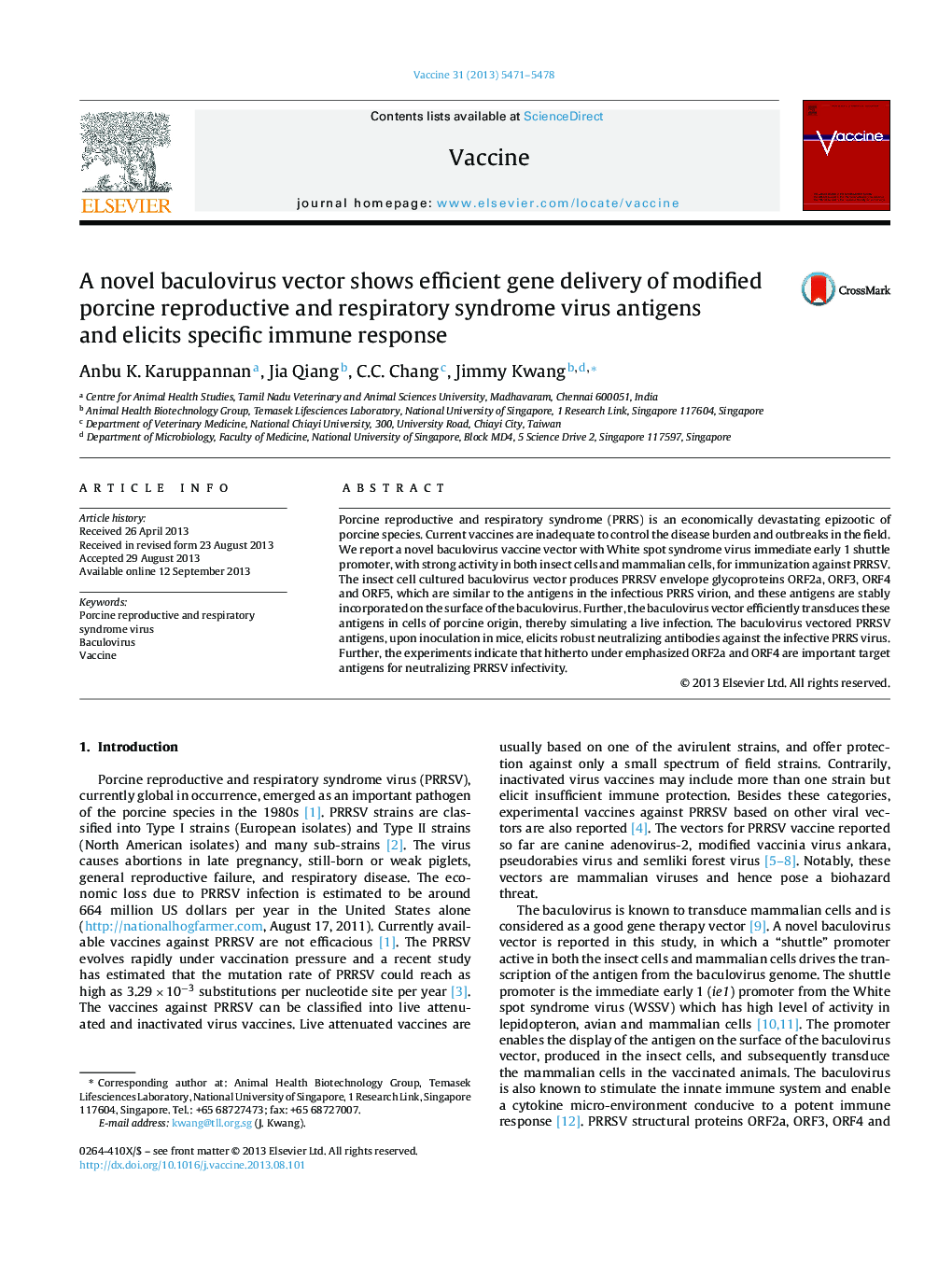 A novel baculovirus vector shows efficient gene delivery of modified porcine reproductive and respiratory syndrome virus antigens and elicits specific immune response