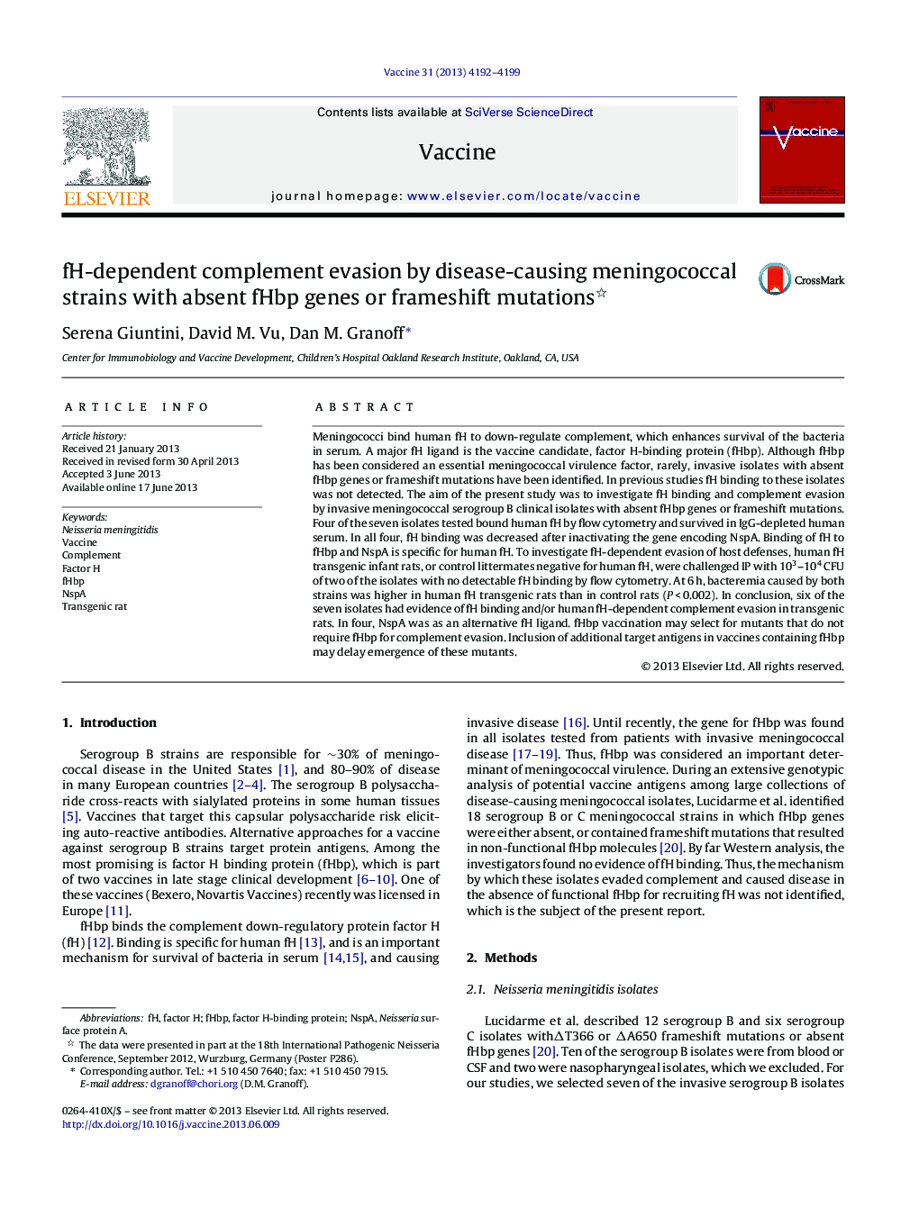 fH-dependent complement evasion by disease-causing meningococcal strains with absent fHbp genes or frameshift mutations