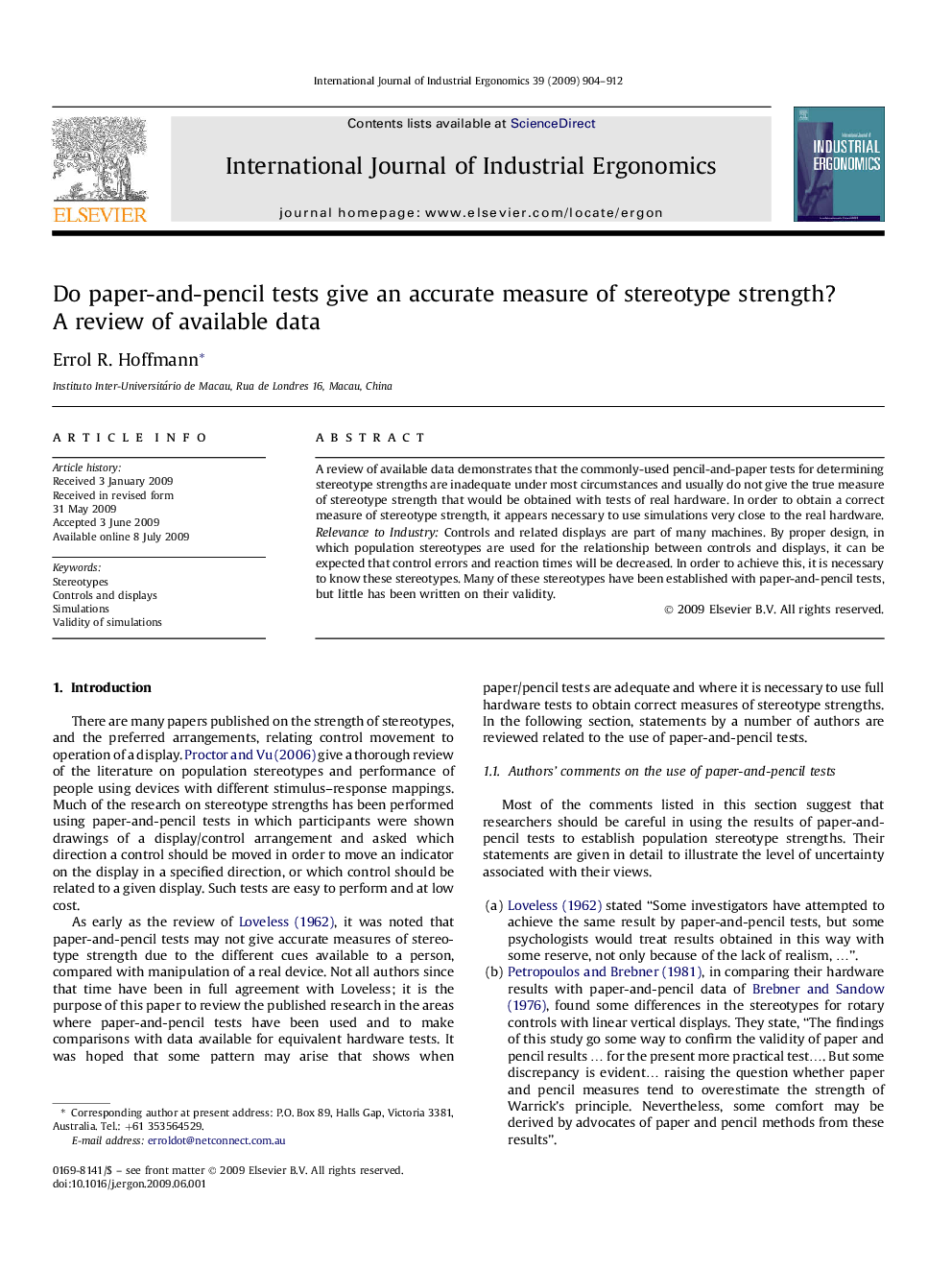 Do paper-and-pencil tests give an accurate measure of stereotype strength? A review of available data