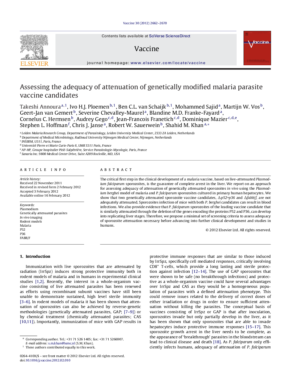 Assessing the adequacy of attenuation of genetically modified malaria parasite vaccine candidates