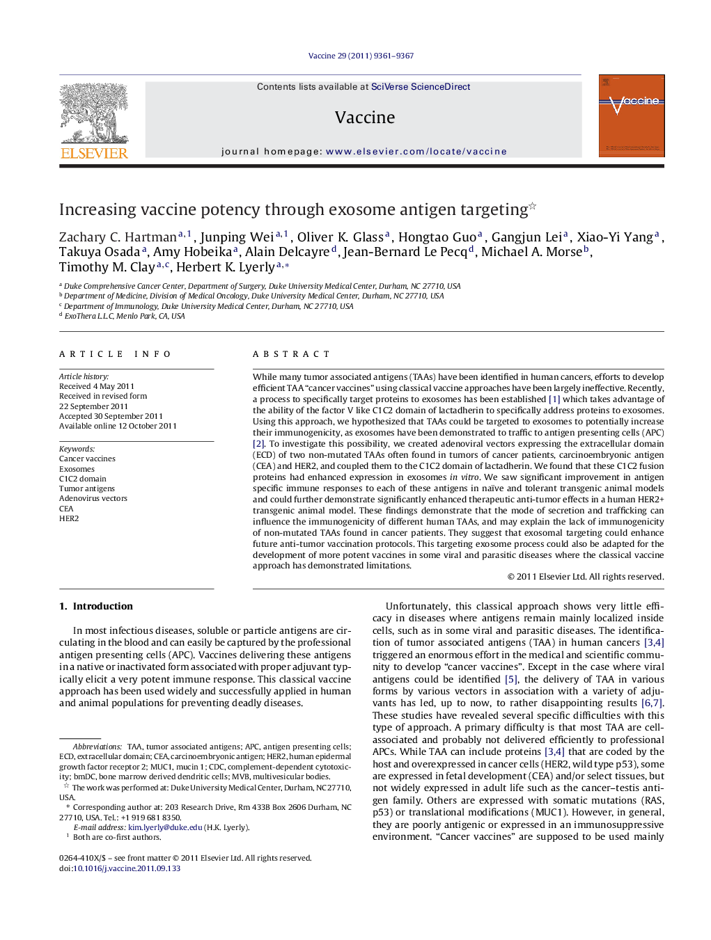 Increasing vaccine potency through exosome antigen targeting