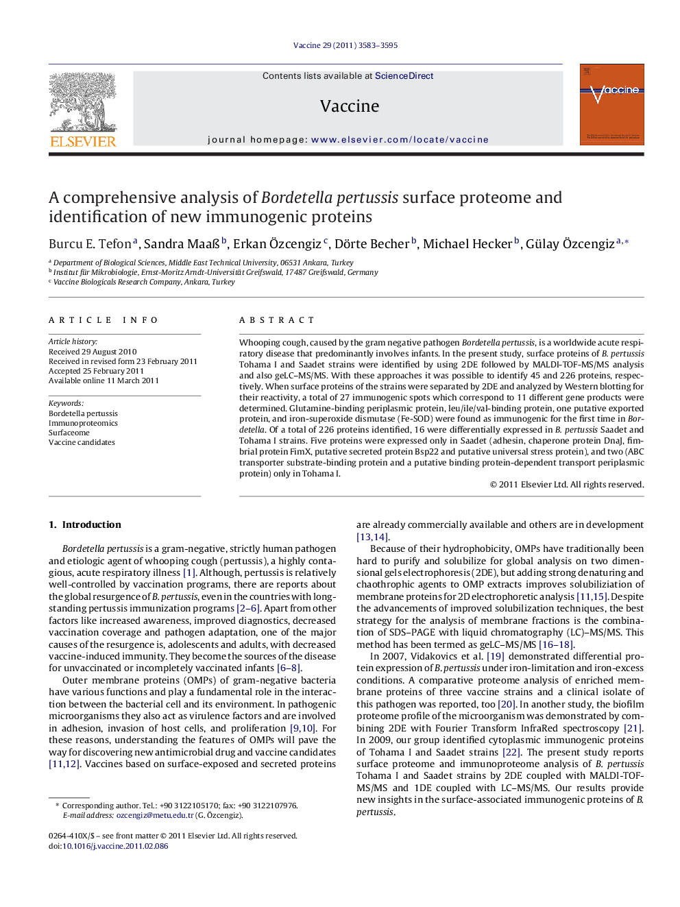 A comprehensive analysis of Bordetella pertussis surface proteome and identification of new immunogenic proteins