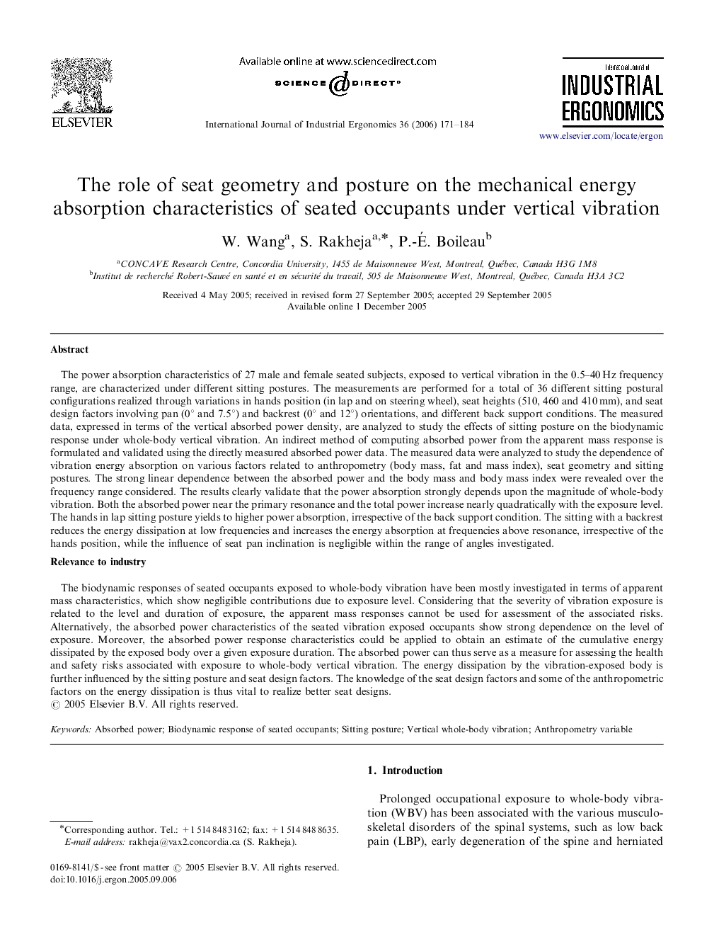 The role of seat geometry and posture on the mechanical energy absorption characteristics of seated occupants under vertical vibration