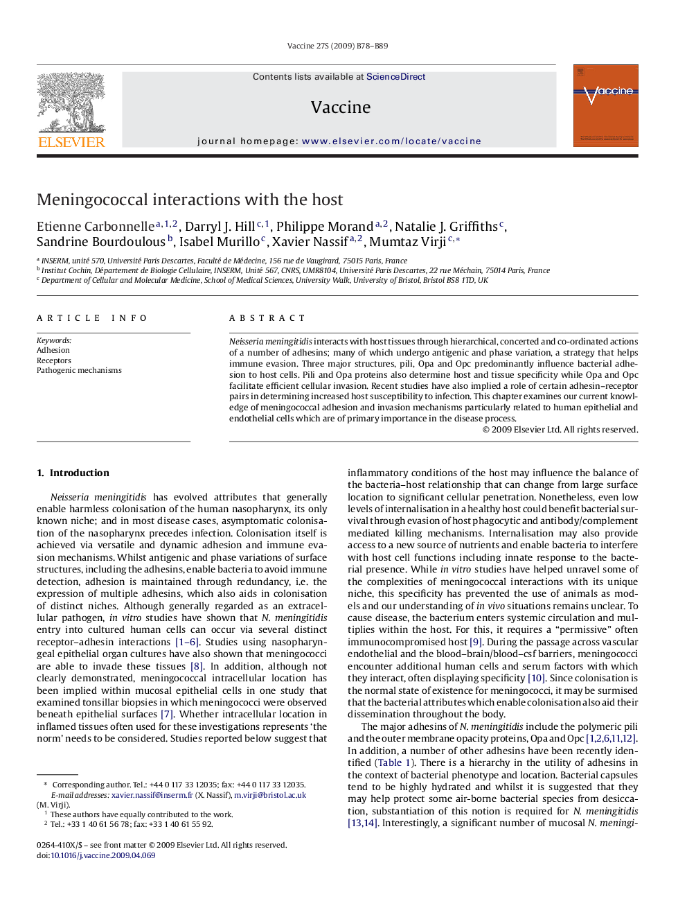 Meningococcal interactions with the host