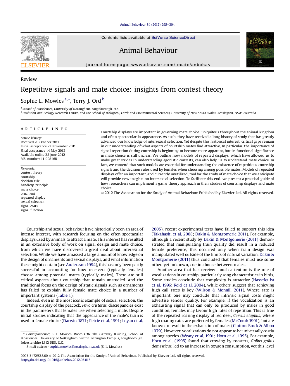 Repetitive signals and mate choice: insights from contest theory