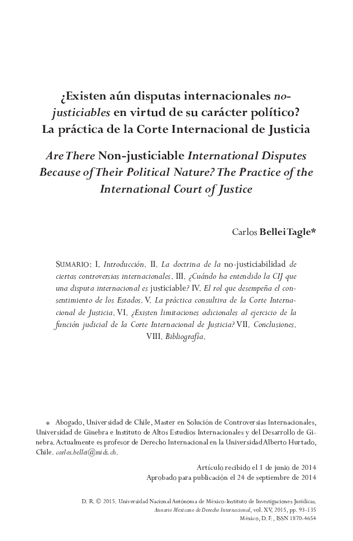 آیا اختلافات بین المللی به سبب ماهیت سیاسی آنها قابل توجیه نیست؟ عمل دیوان بین المللی دادگستری 