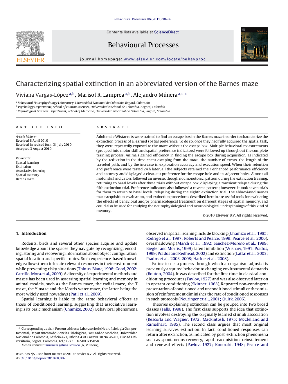 Characterizing spatial extinction in an abbreviated version of the Barnes maze