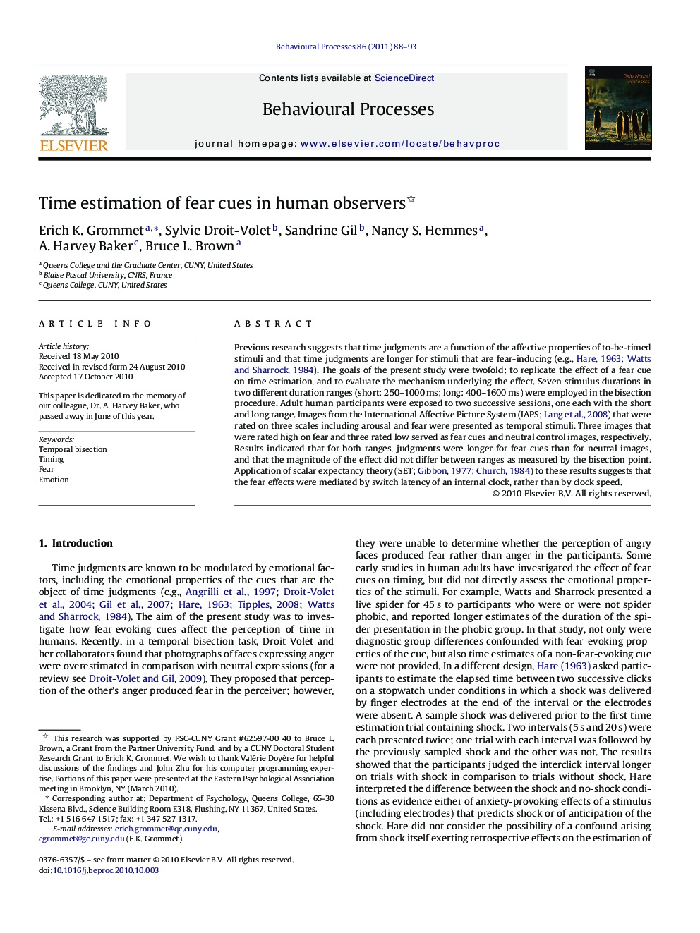 Time estimation of fear cues in human observers