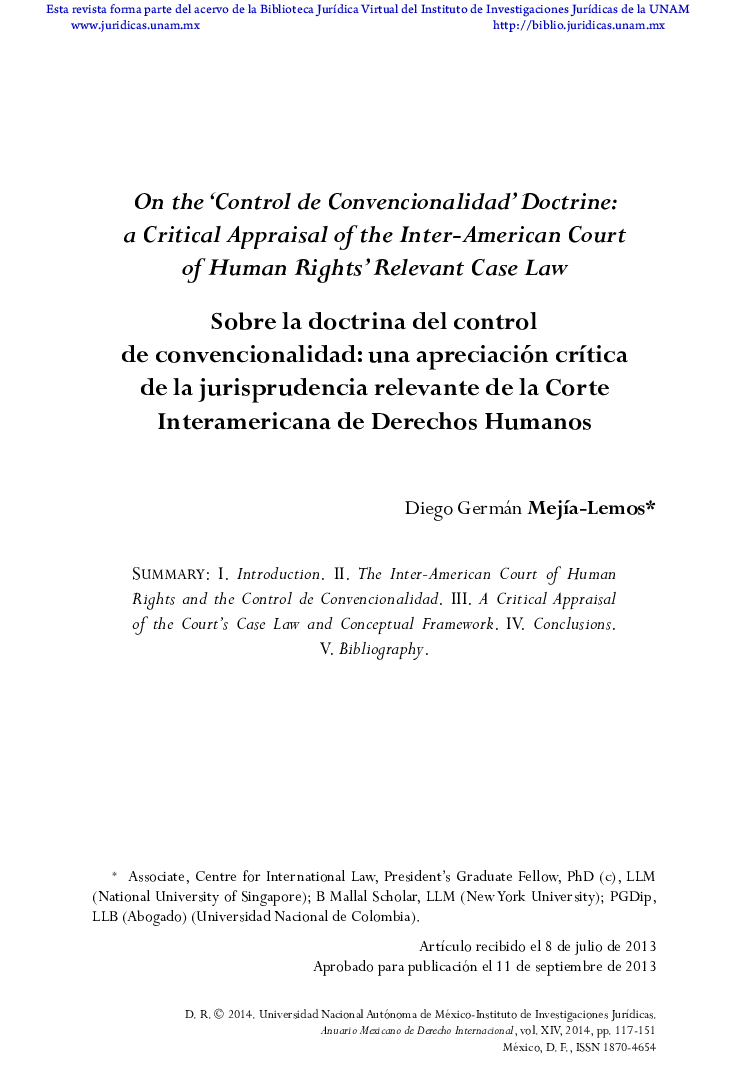 On the ‘Control de Convencionalidad’ Doctrine: a Critical Appraisal of the Inter-American Court of Human Rights’ Relevant Case Law