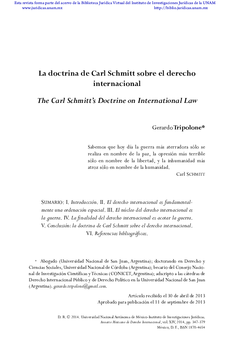 دکترین کارل اشمیت در قانون بین الملل 