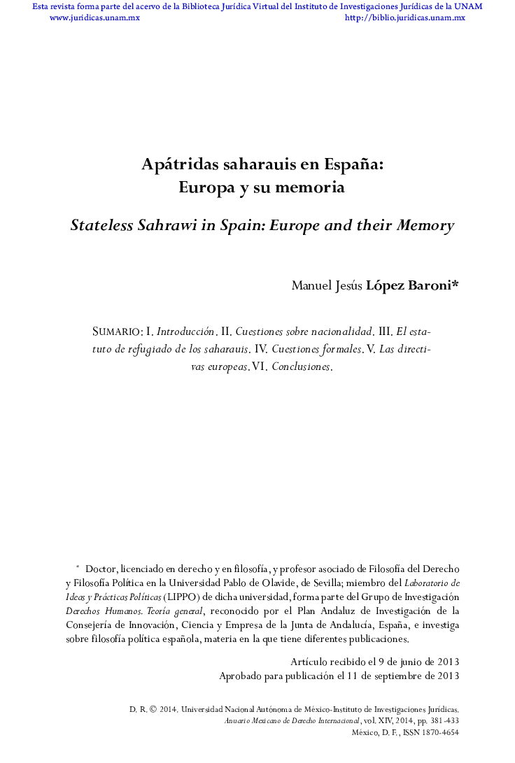 Apátridas saharauis en España: Europa y su memoria