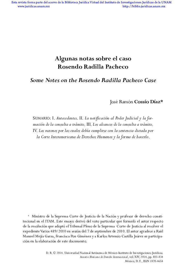 Algunas notas sobre el caso Rosendo Radilla Pacheco