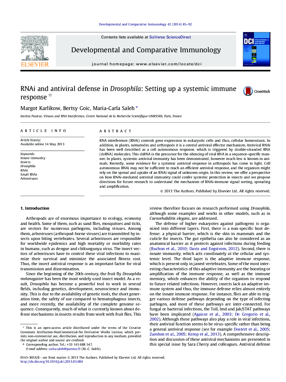 RNAi and antiviral defense in Drosophila: Setting up a systemic immune response