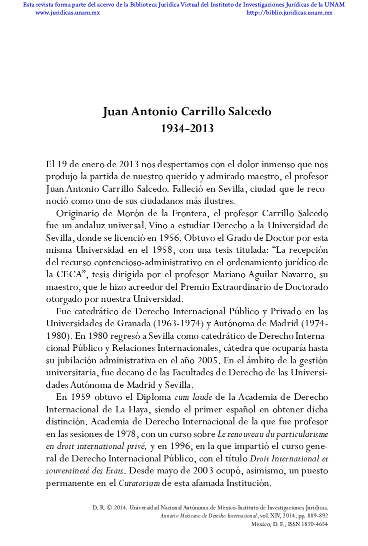 Juan Antonio Carrillo Salcedo 1934-2013