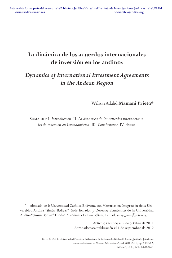 La dinámica de los acuerdos internacionales de inversión en los andinos