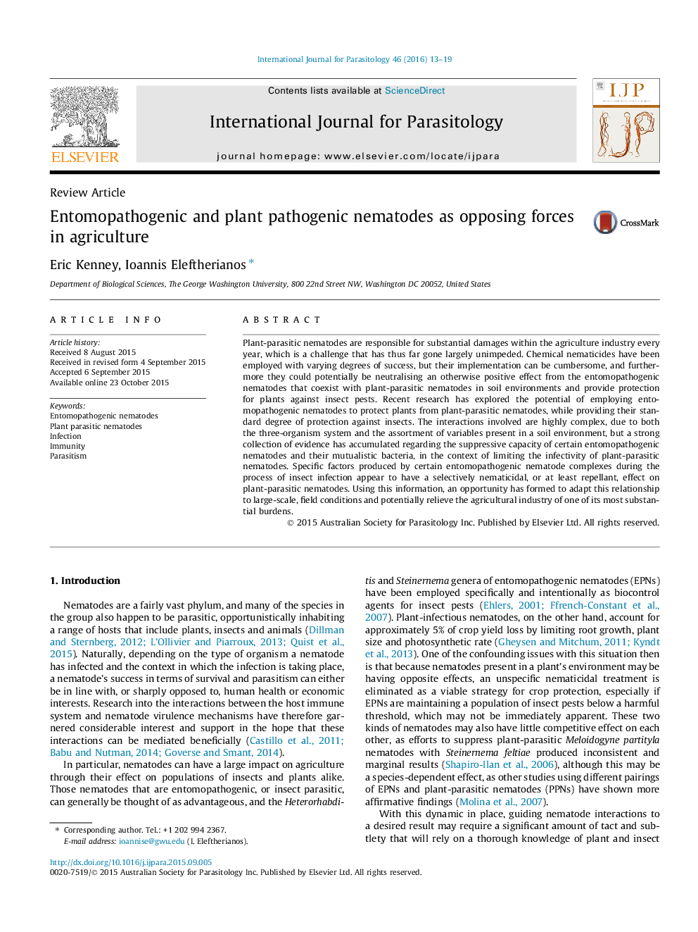 Entomopathogenic and plant pathogenic nematodes as opposing forces in agriculture