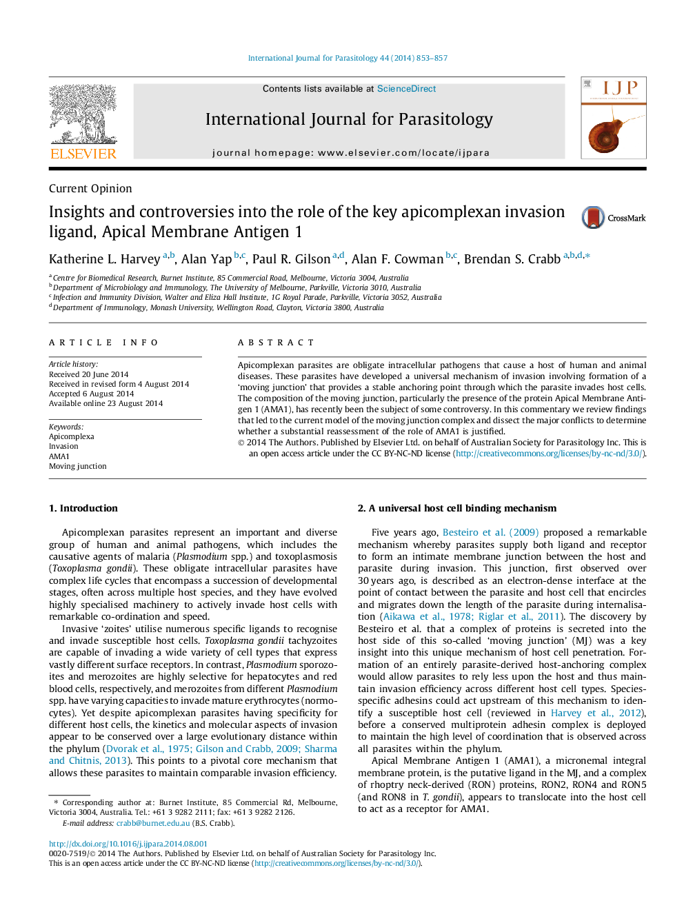 Insights and controversies into the role of the key apicomplexan invasion ligand, Apical Membrane Antigen 1