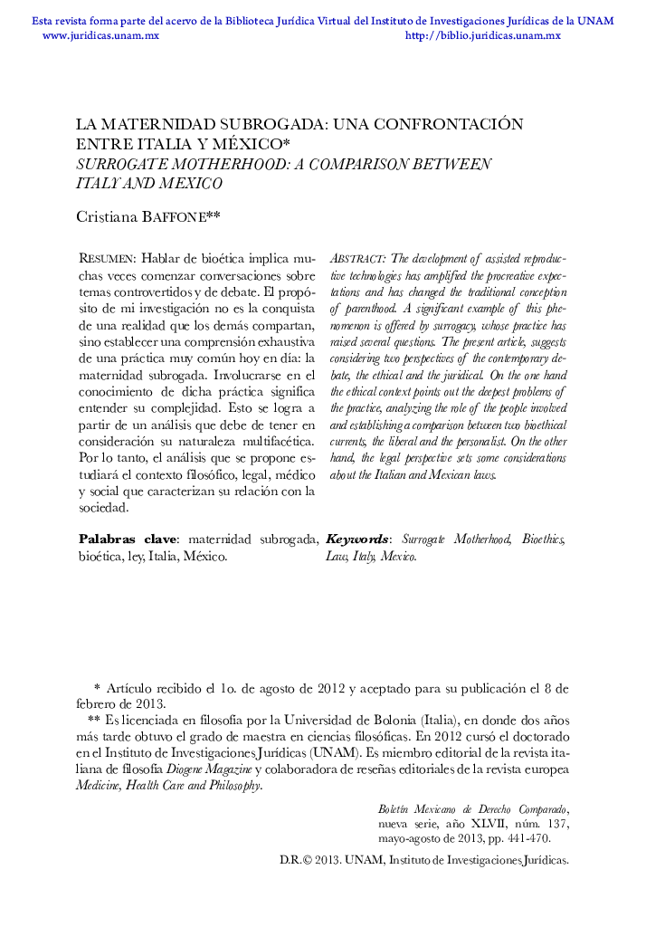 La maternidad subrogada: una confrontación entre italia y méxico