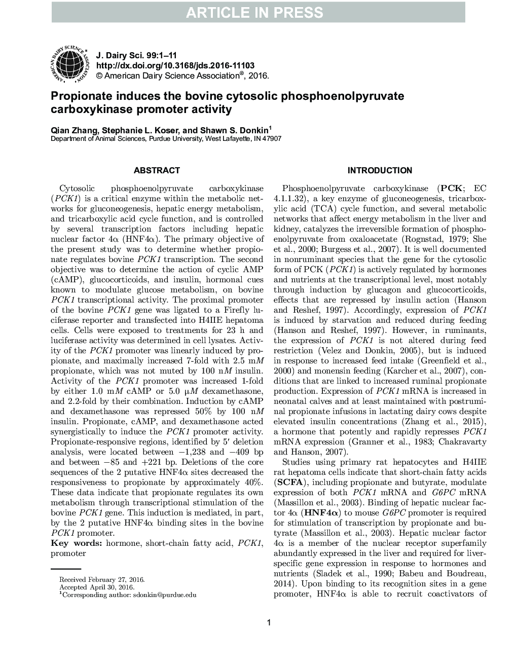 Propionate induces the bovine cytosolic phosphoenolpyruvate carboxykinase promoter activity