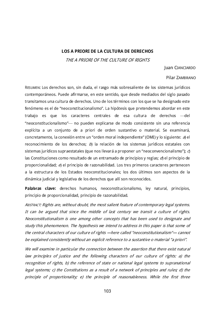 LOS A PRIORI DE LA CULTURA DE DERECHOS
