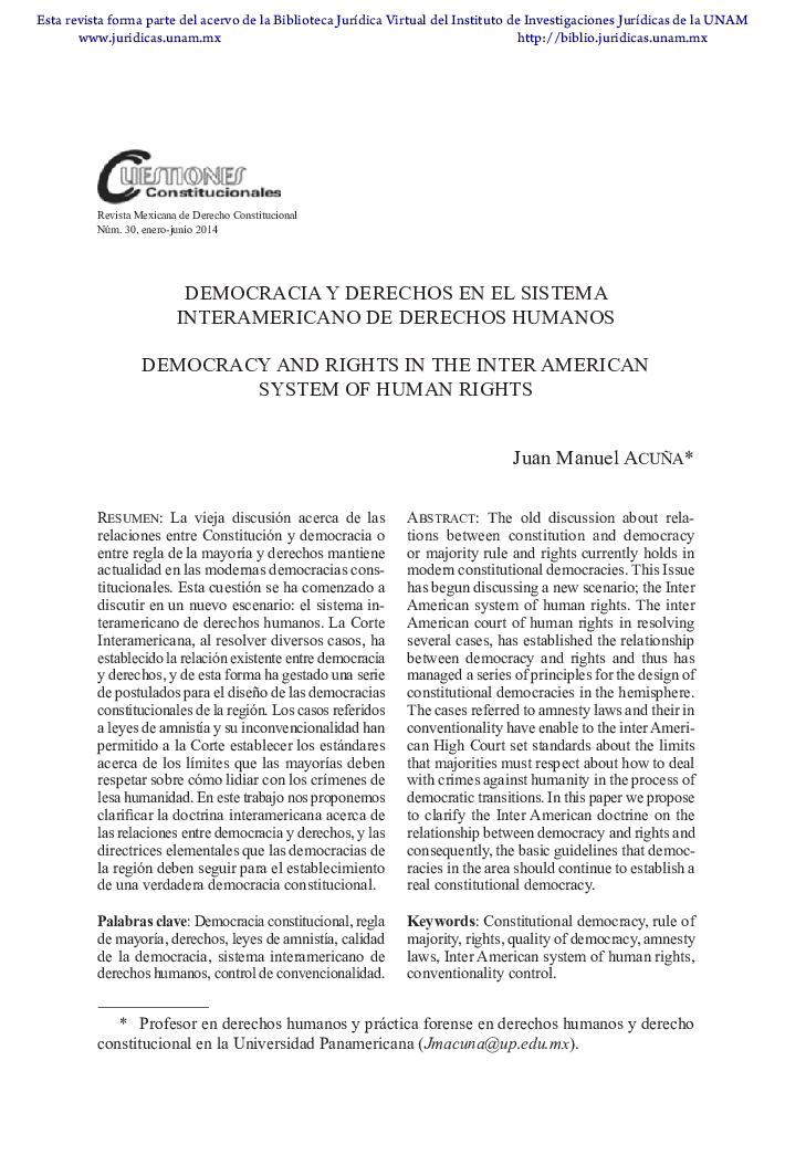 Democracia y derechos en el sistema interamericano de derechos humanos