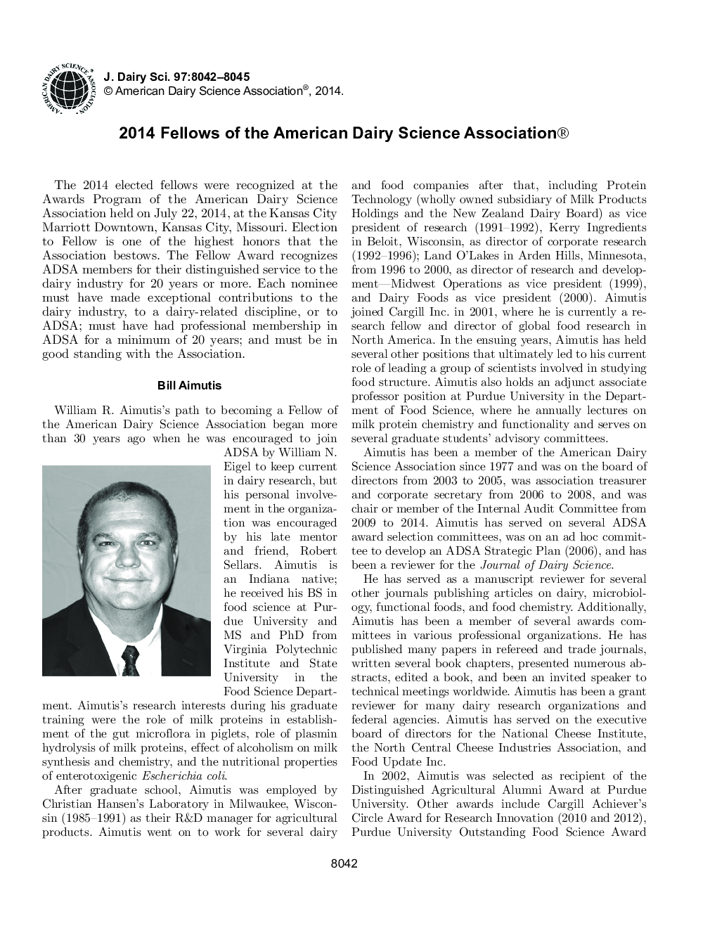 2014 Fellows of the American Dairy Science Association®