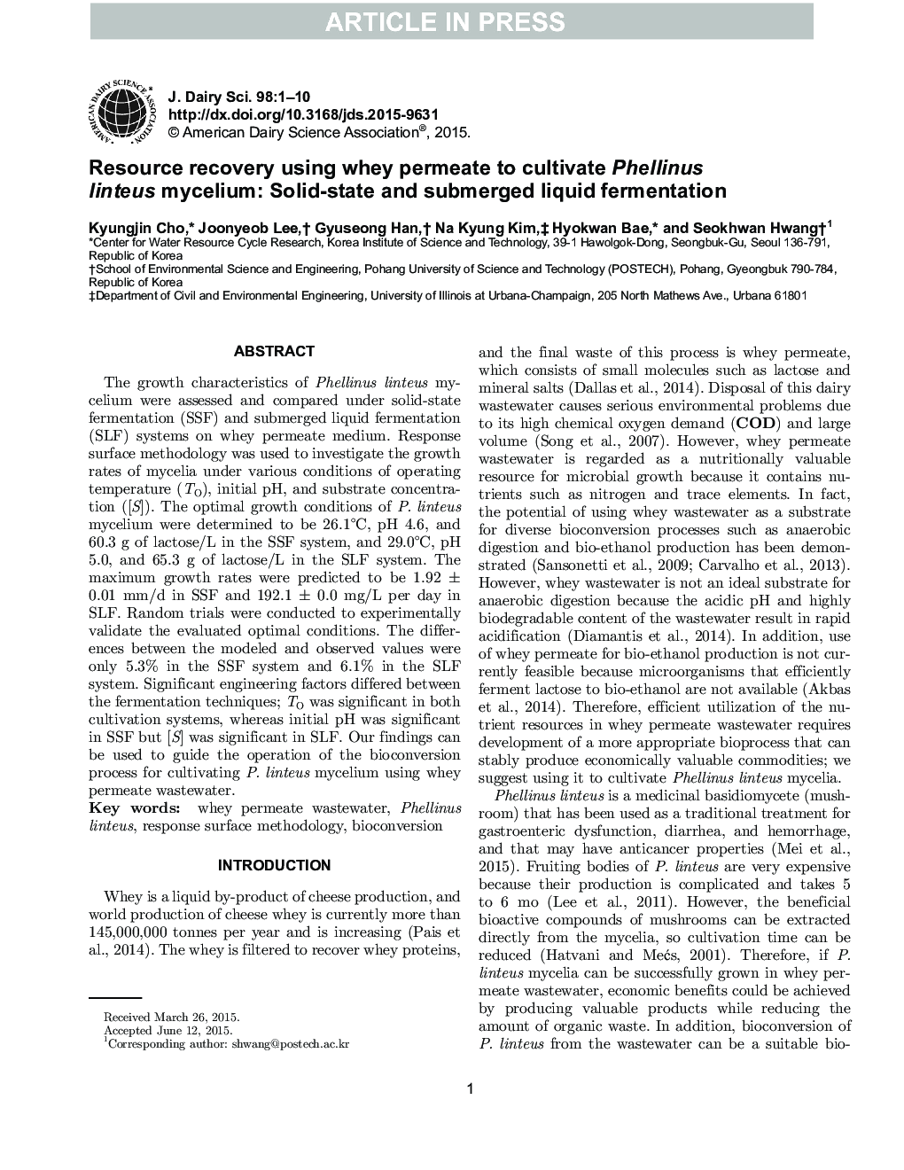 Resource recovery using whey permeate to cultivate Phellinus linteus mycelium: Solid-state and submerged liquid fermentation