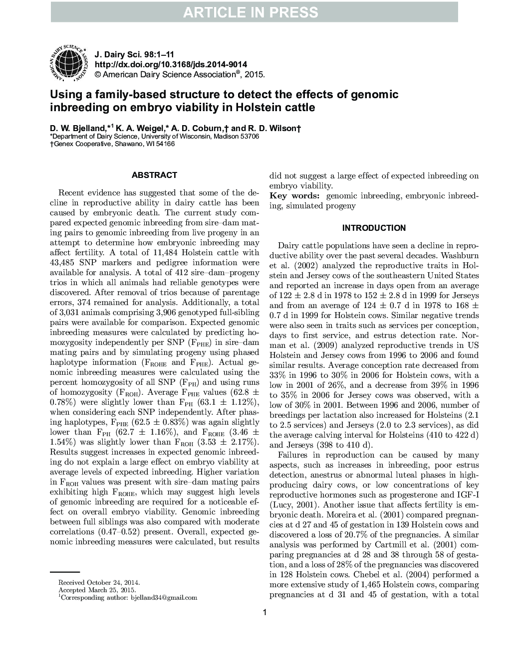 Using a family-based structure to detect the effects of genomic inbreeding on embryo viability in Holstein cattle