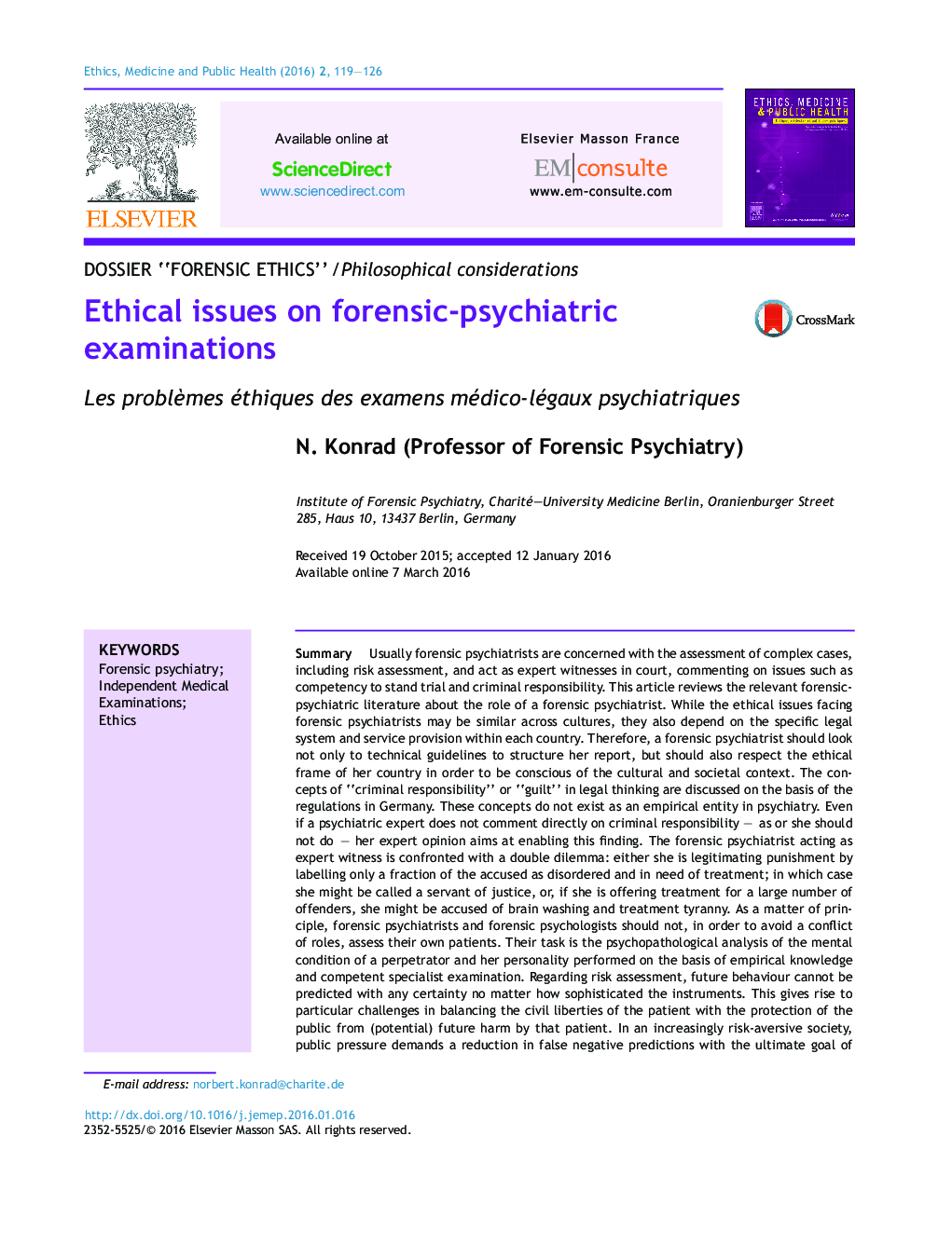 Ethical issues on forensic-psychiatric examinations