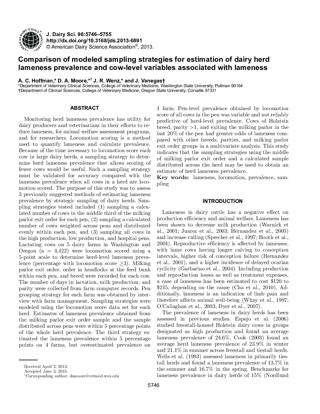 مقایسه استراتژی های نمونه برداری مدل شده برای تخمین شیوع گاوهای شیری و متغیرهای گاو در ارتباط با لنگش 
