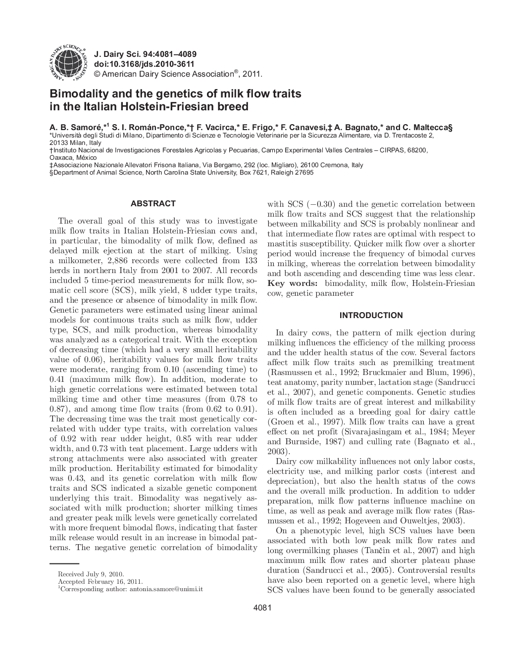 Bimodality and the genetics of milk flow traits in the Italian Holstein-Friesian breed