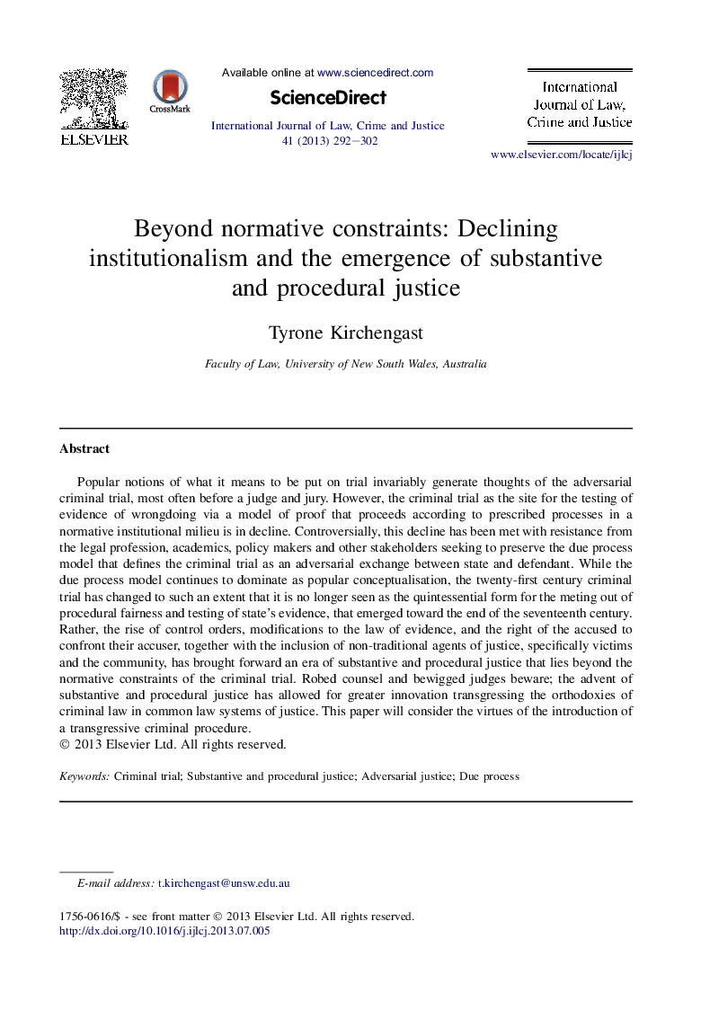 Beyond normative constraints: Declining institutionalism and the emergence of substantive and procedural justice