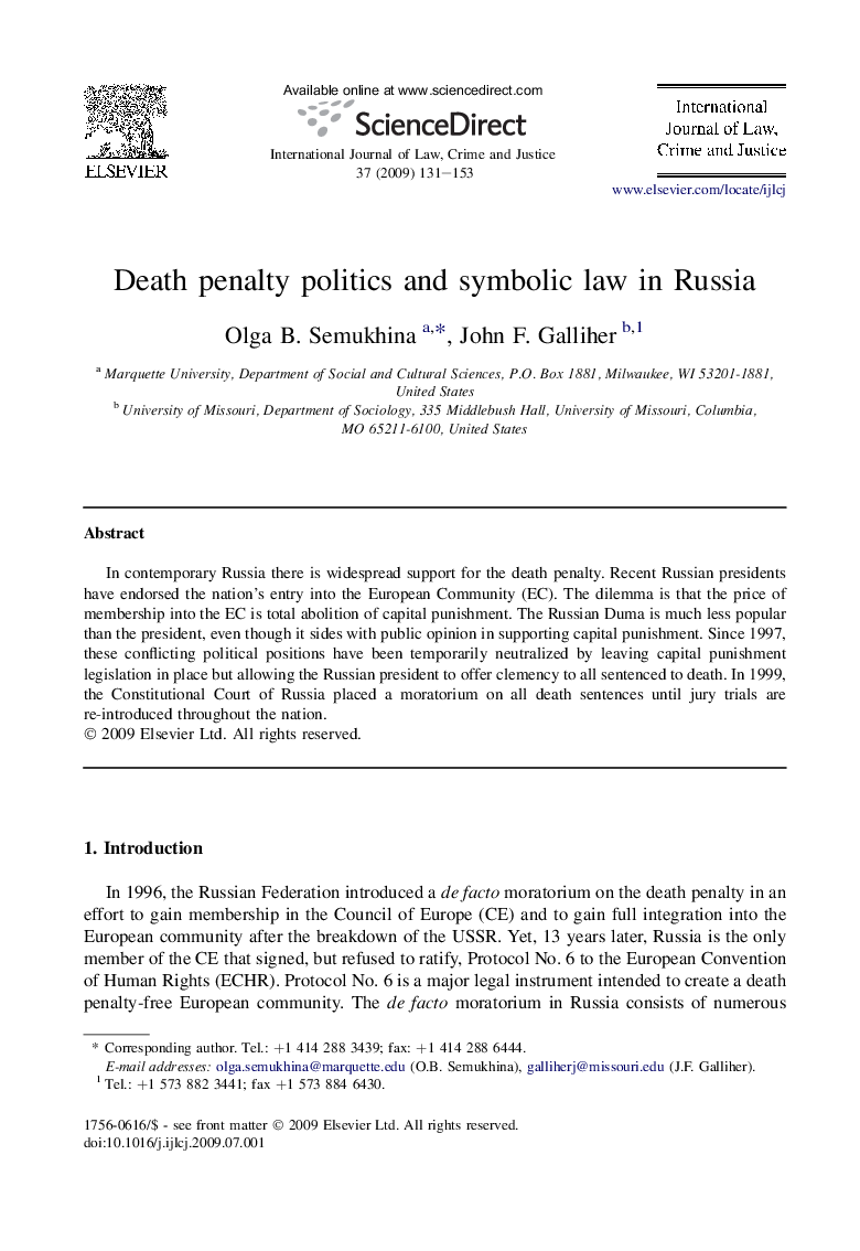 Death penalty politics and symbolic law in Russia