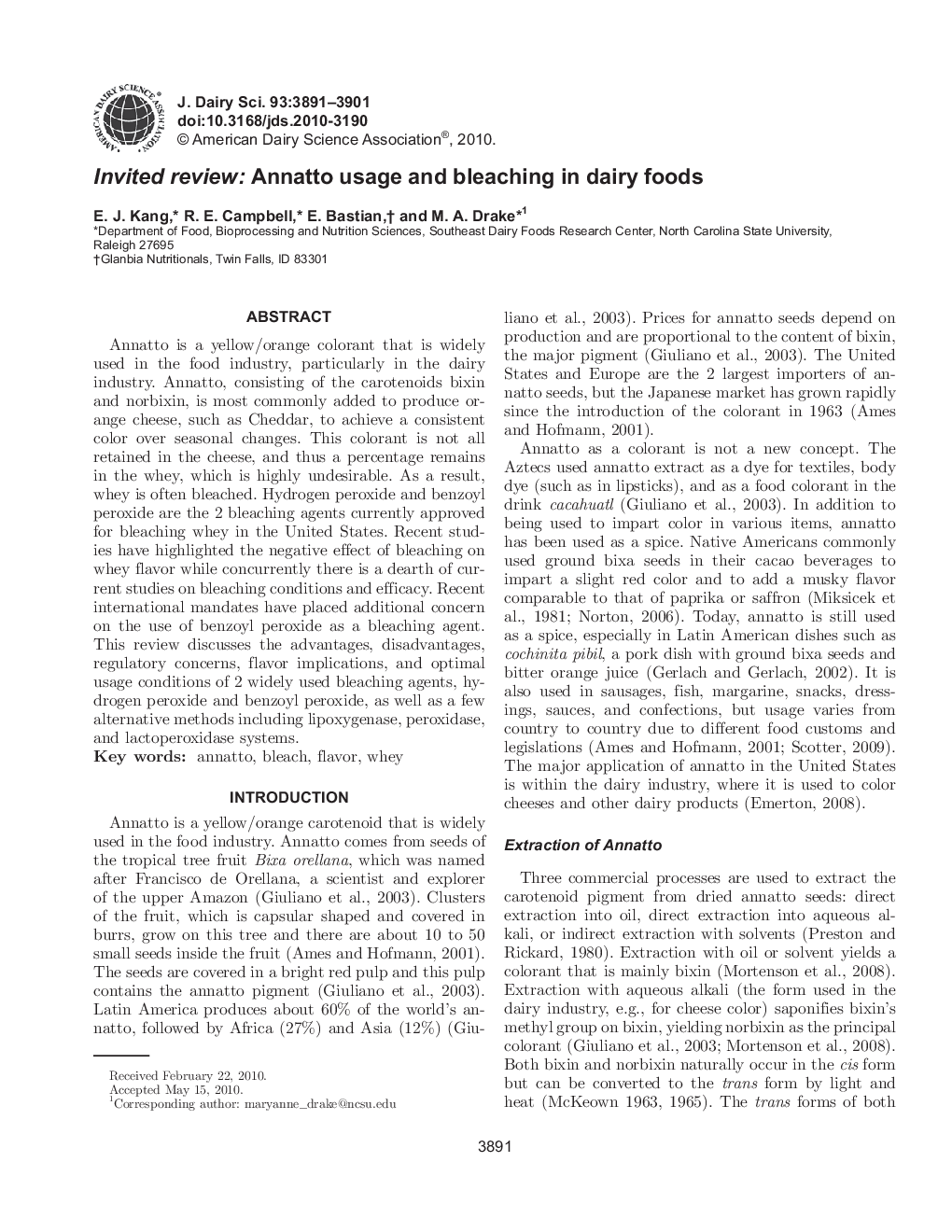 Invited review: Annatto usage and bleaching in dairy foods