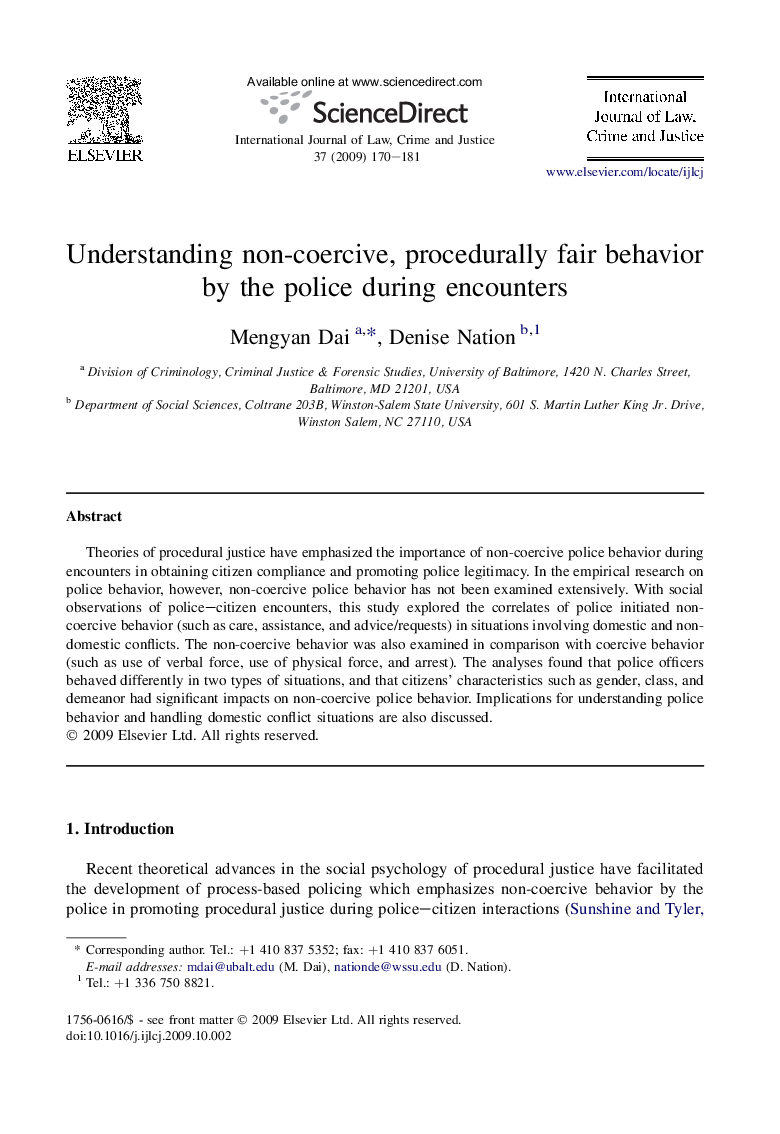 Understanding non-coercive, procedurally fair behavior by the police during encounters