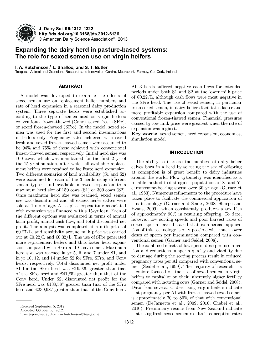 Expanding the dairy herd in pasture-based systems: The role for sexed semen use on virgin heifers