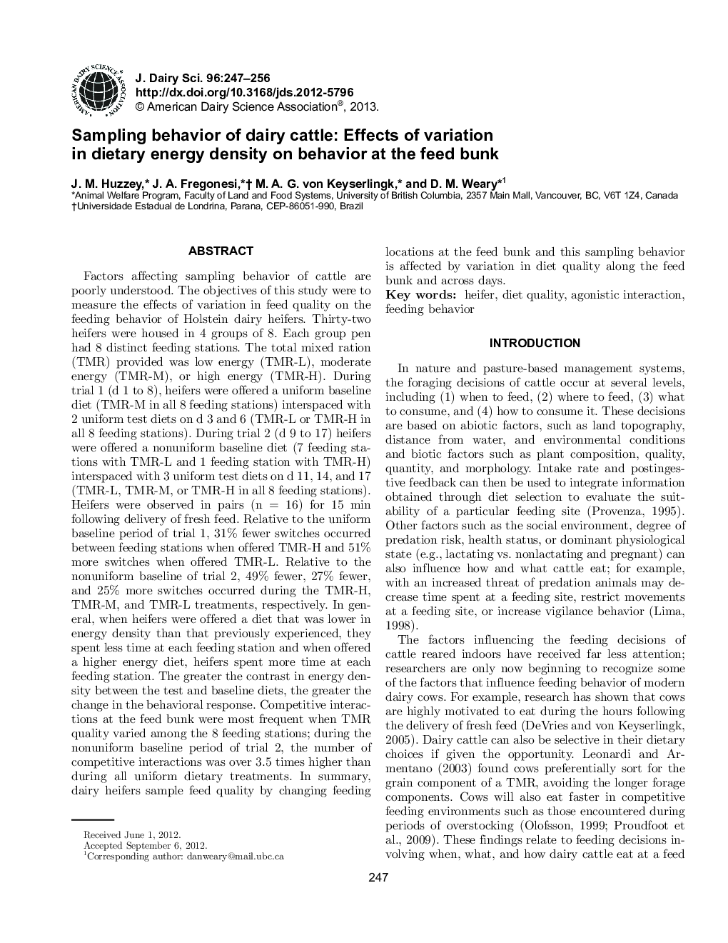 رفتار نمونه گیری گاوهای شیری: تأثیر تغییرات در تراکم انرژی رژیم غذایی بر رفتار خوشه های خوراکی 