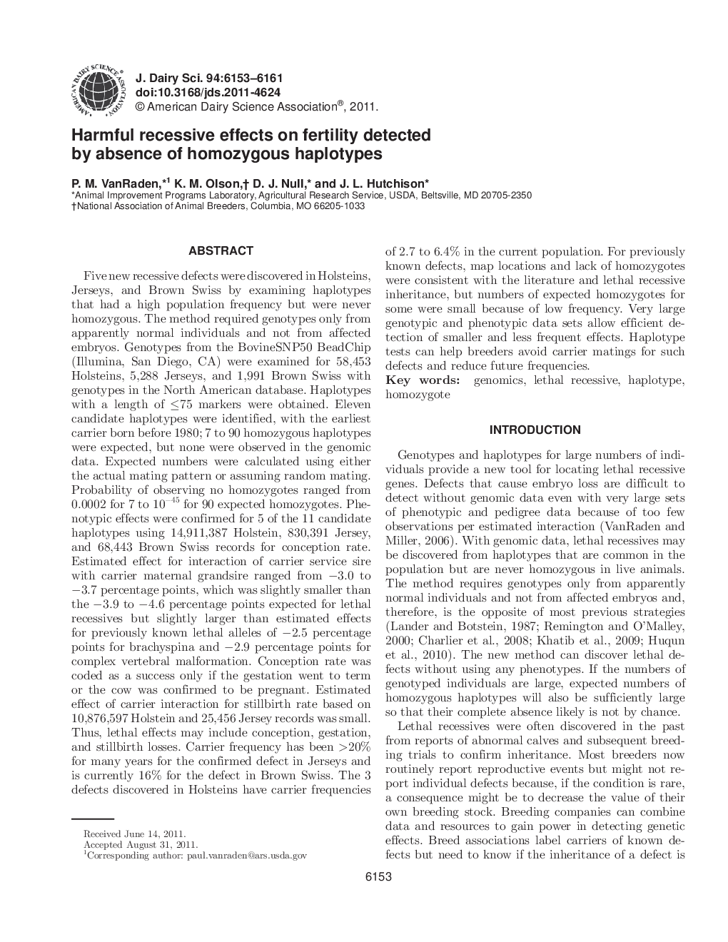 Harmful recessive effects on fertility detected by absence of homozygous haplotypes