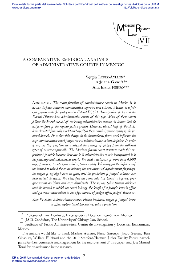 A Comparative-Empirical analysis of administrative courts in Mexico