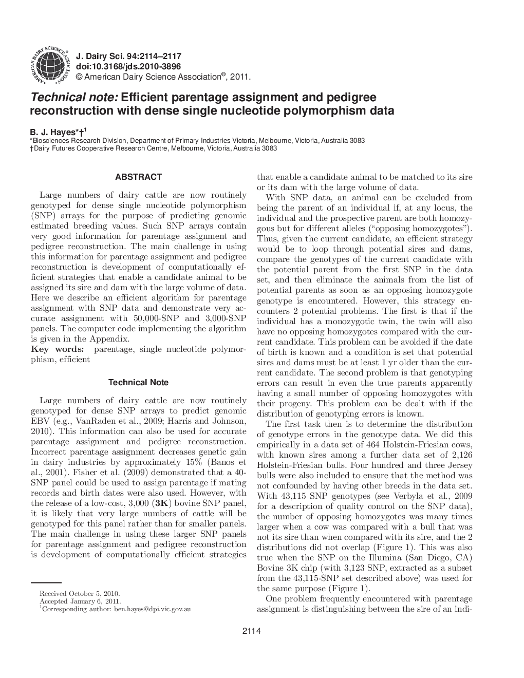 Technical note: Efficient parentage assignment and pedigree reconstruction with dense single nucleotide polymorphism data