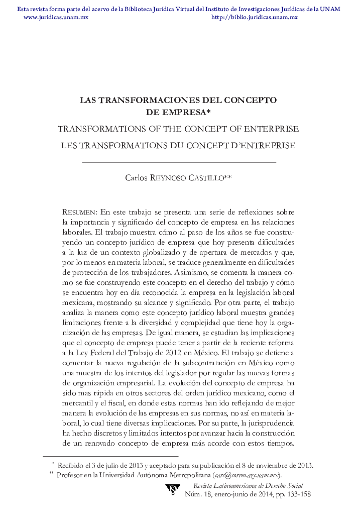 Las transformaciones del concepto de empresa