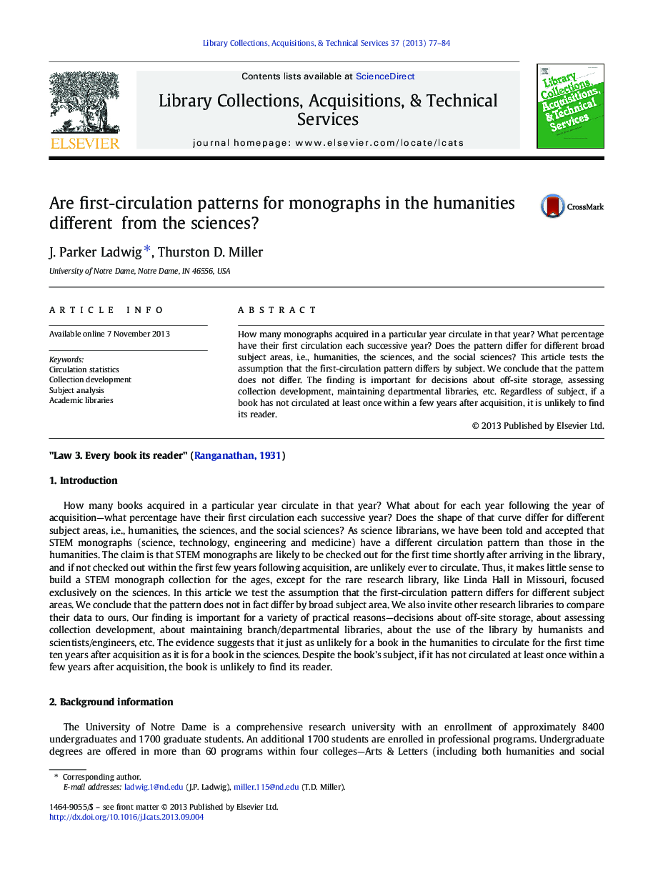 Are first-circulation patterns for monographs in the humanities different from the sciences?