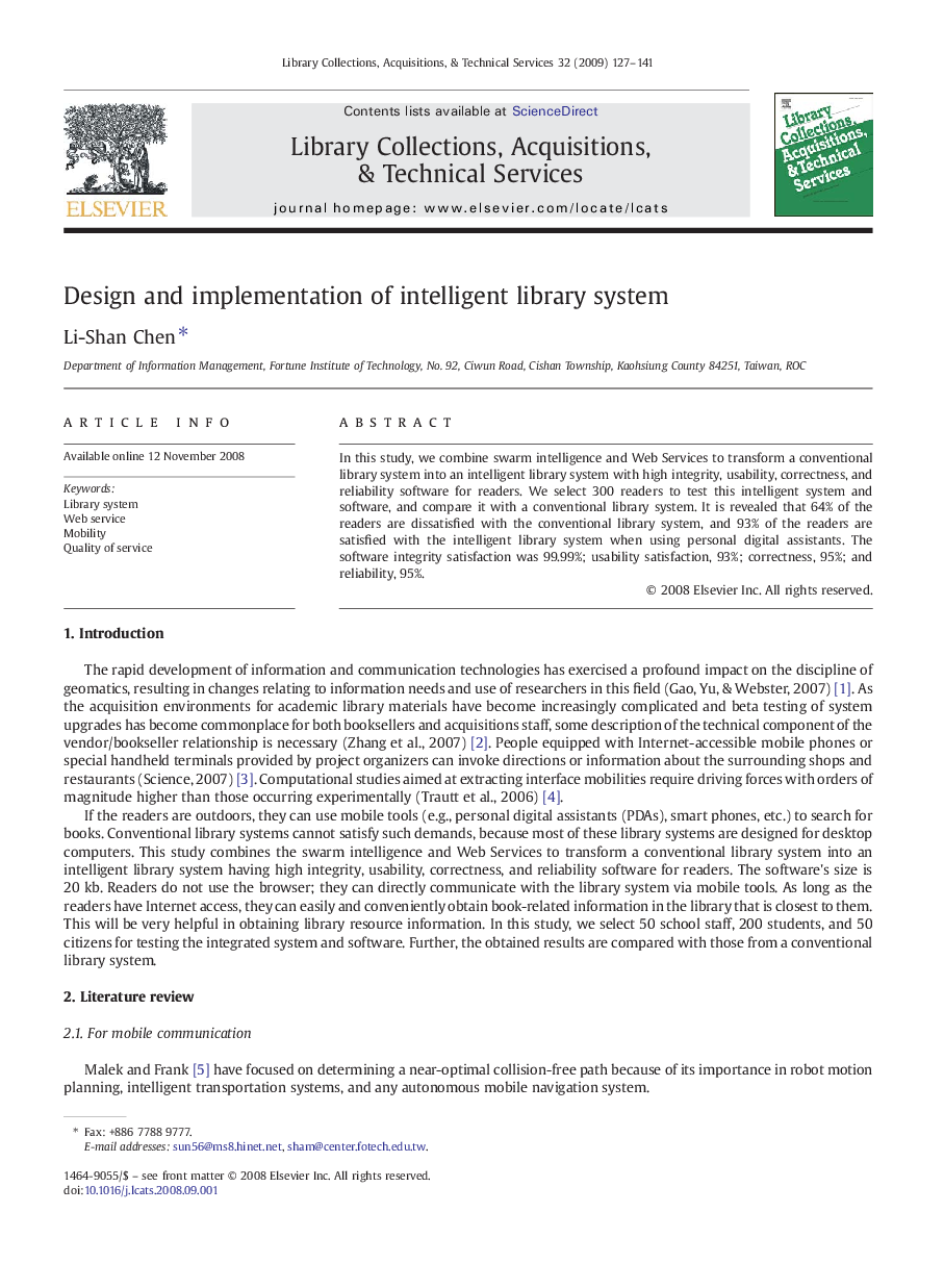 Design and implementation of intelligent library system