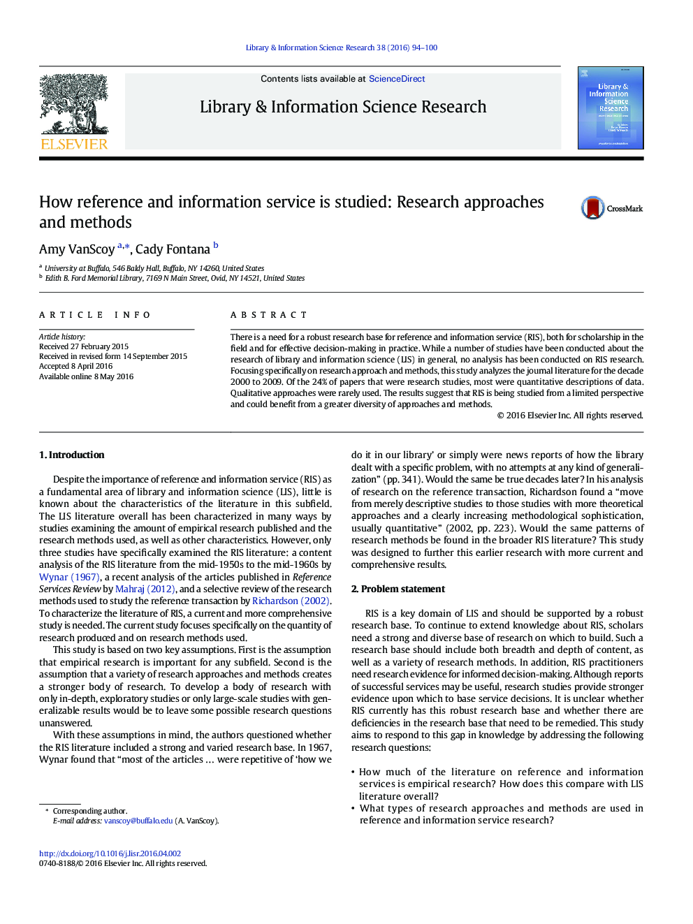 How reference and information service is studied: Research approaches and methods