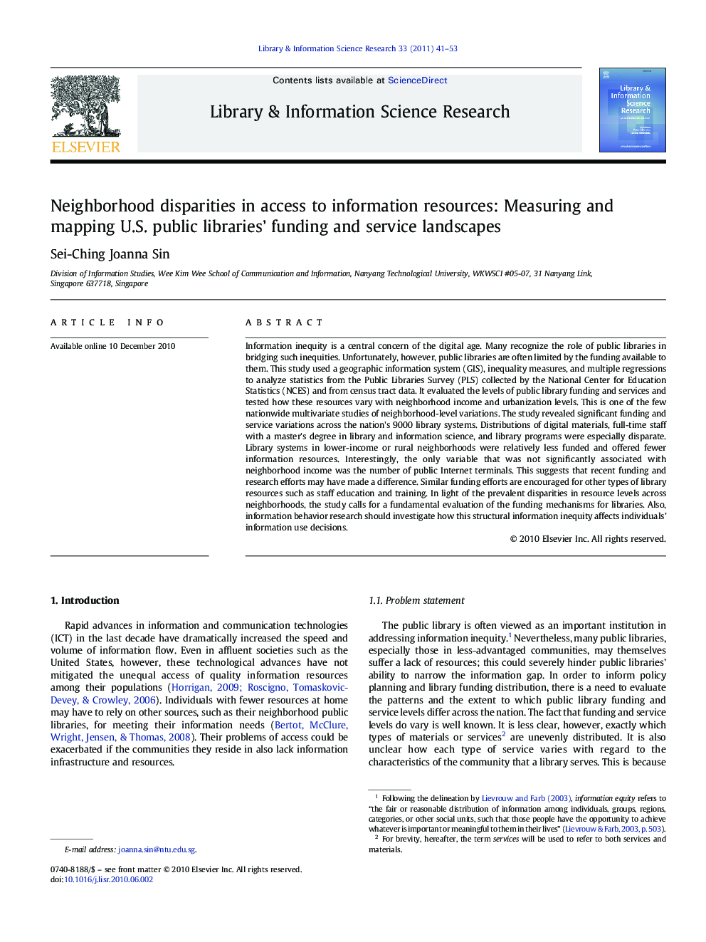 Neighborhood disparities in access to information resources: Measuring and mapping U.S. public libraries’ funding and service landscapes