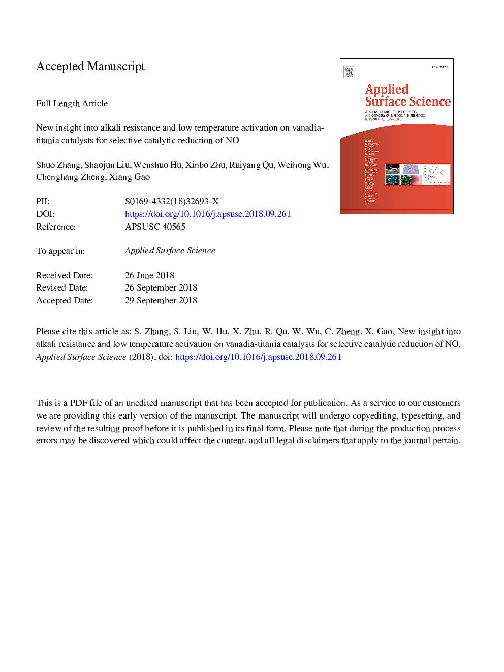 New insight into alkali resistance and low temperature activation on vanadia-titania catalysts for selective catalytic reduction of NO