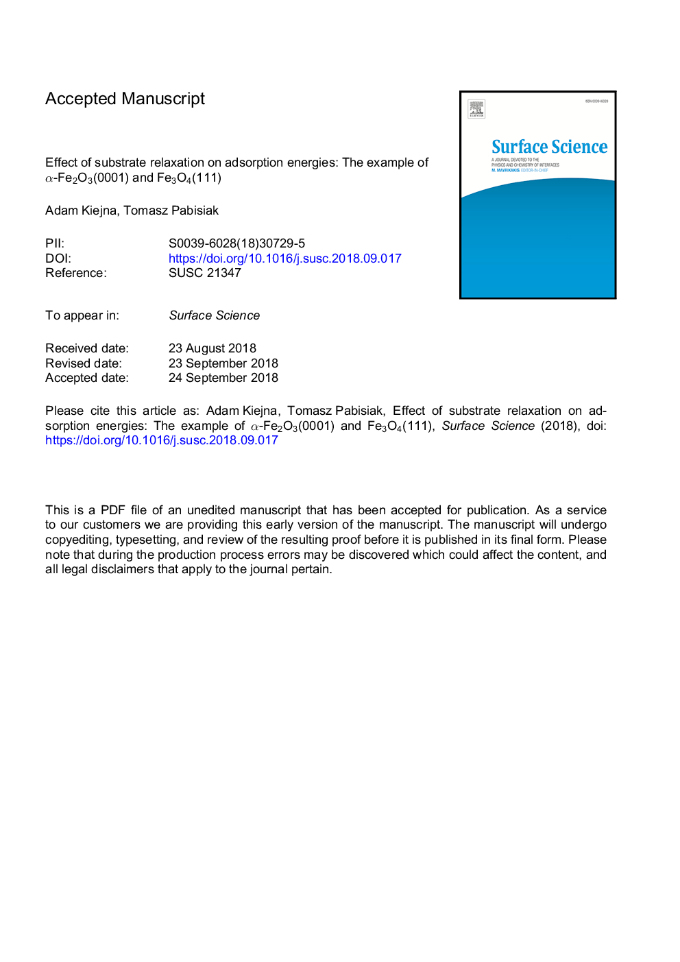 Effect of substrate relaxation on adsorption energies: The example of Î±-Fe2O3(0001) and Fe3O4(111)