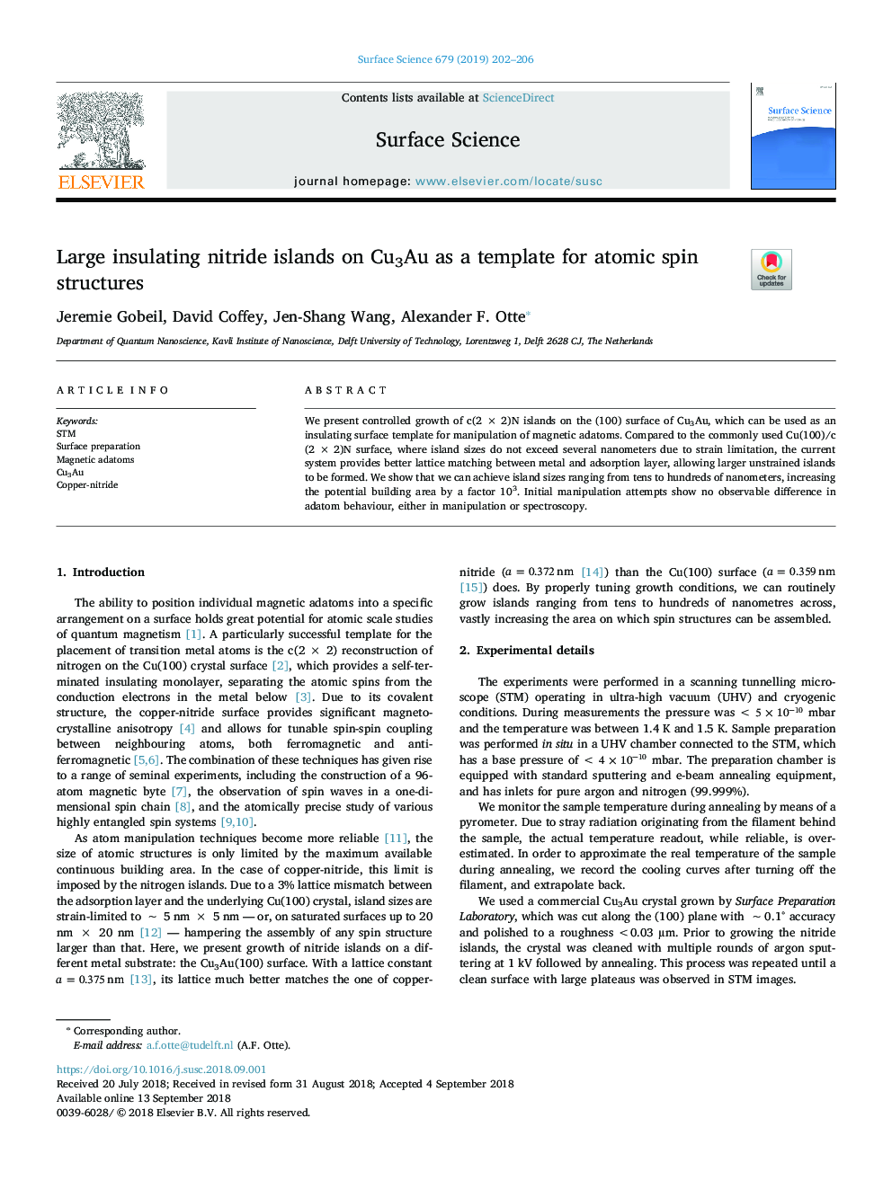 Large insulating nitride islands on Cu3Au as a template for atomic spin structures