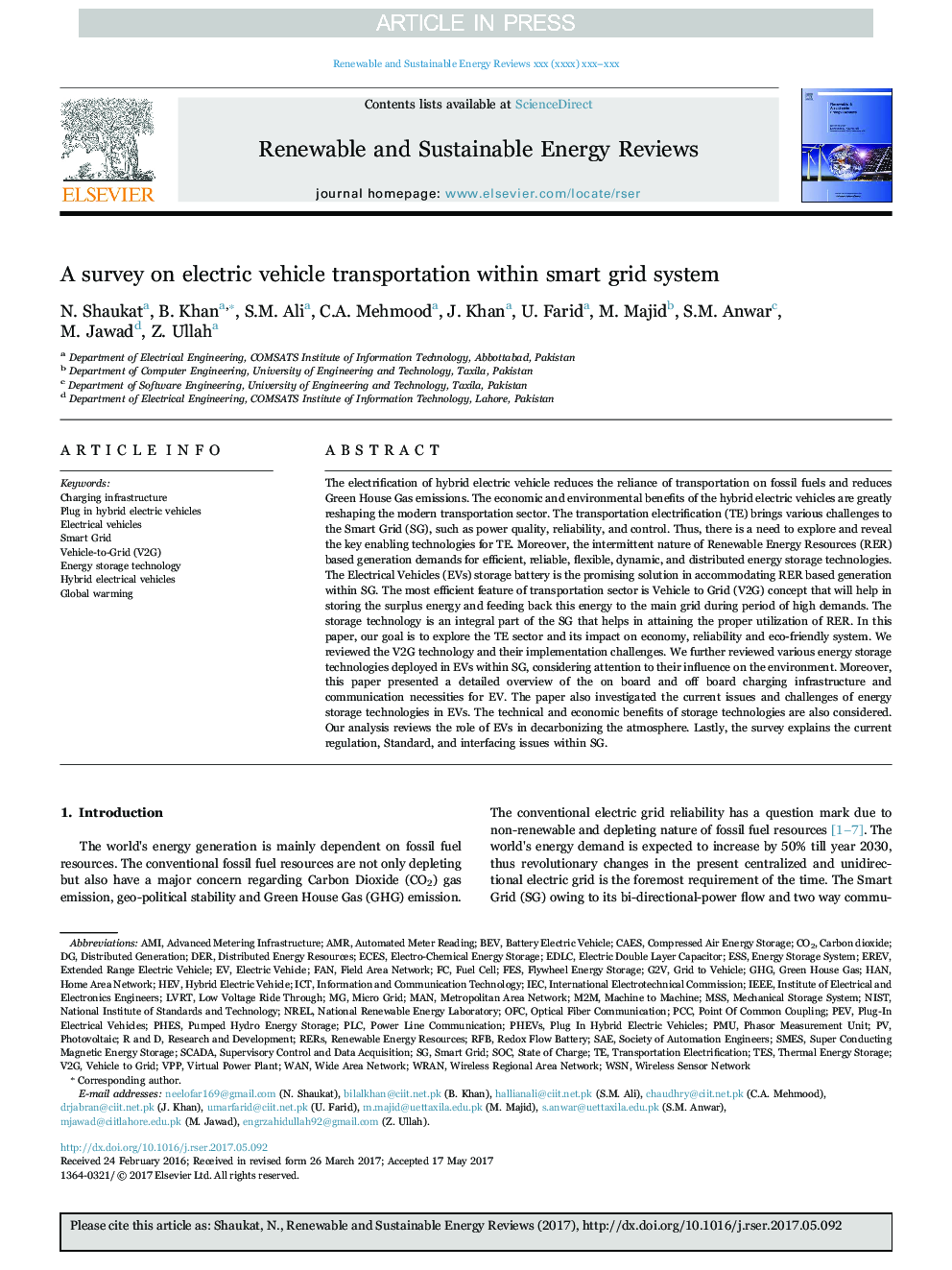 A survey on electric vehicle transportation within smart grid system