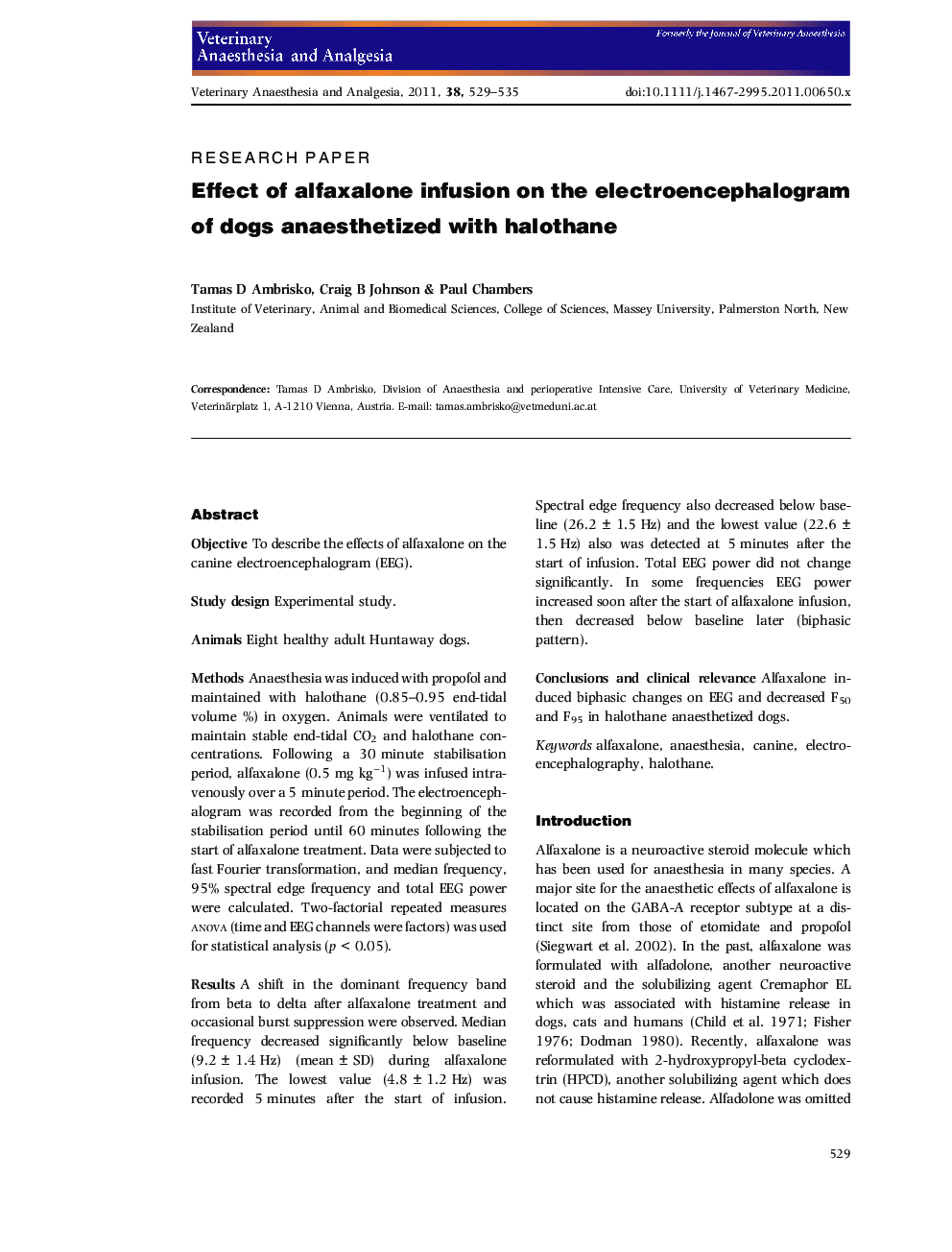 Effect of alfaxalone infusion on the electroencephalogram of dogs anaesthetized with halothane